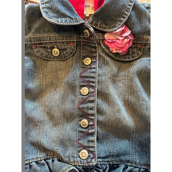 GUC Toddler Girl's Arizona Jean Jacket with Hood Zips Snaps Flower Size 24 Mo - Picture 5 of 7